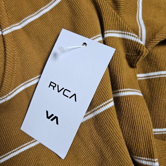 RVCA Donner Striped Ribbed Knit Dress Scoop Neck Zip Womens L‎ Cotton Blend NWT - Picture 3 of 11